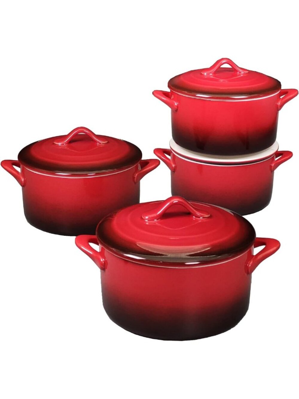 Set of 2 Mini Ceramic Casserole Dishes with Lids, Oven & Microwave Safe Ramekins